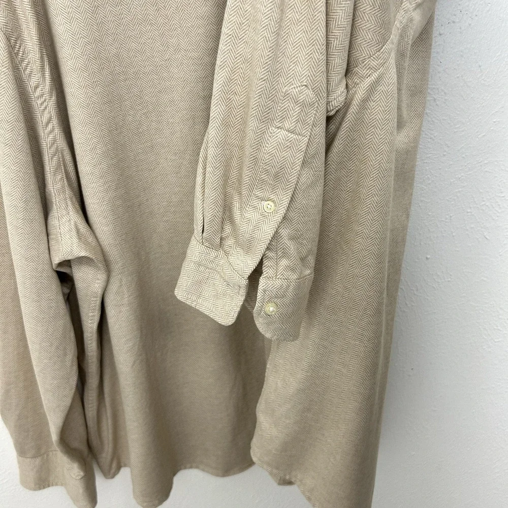 Polo Ralph Lauren Beige Chevron Knit Shirt Size 4XB Long Sleeve Button up Preppy